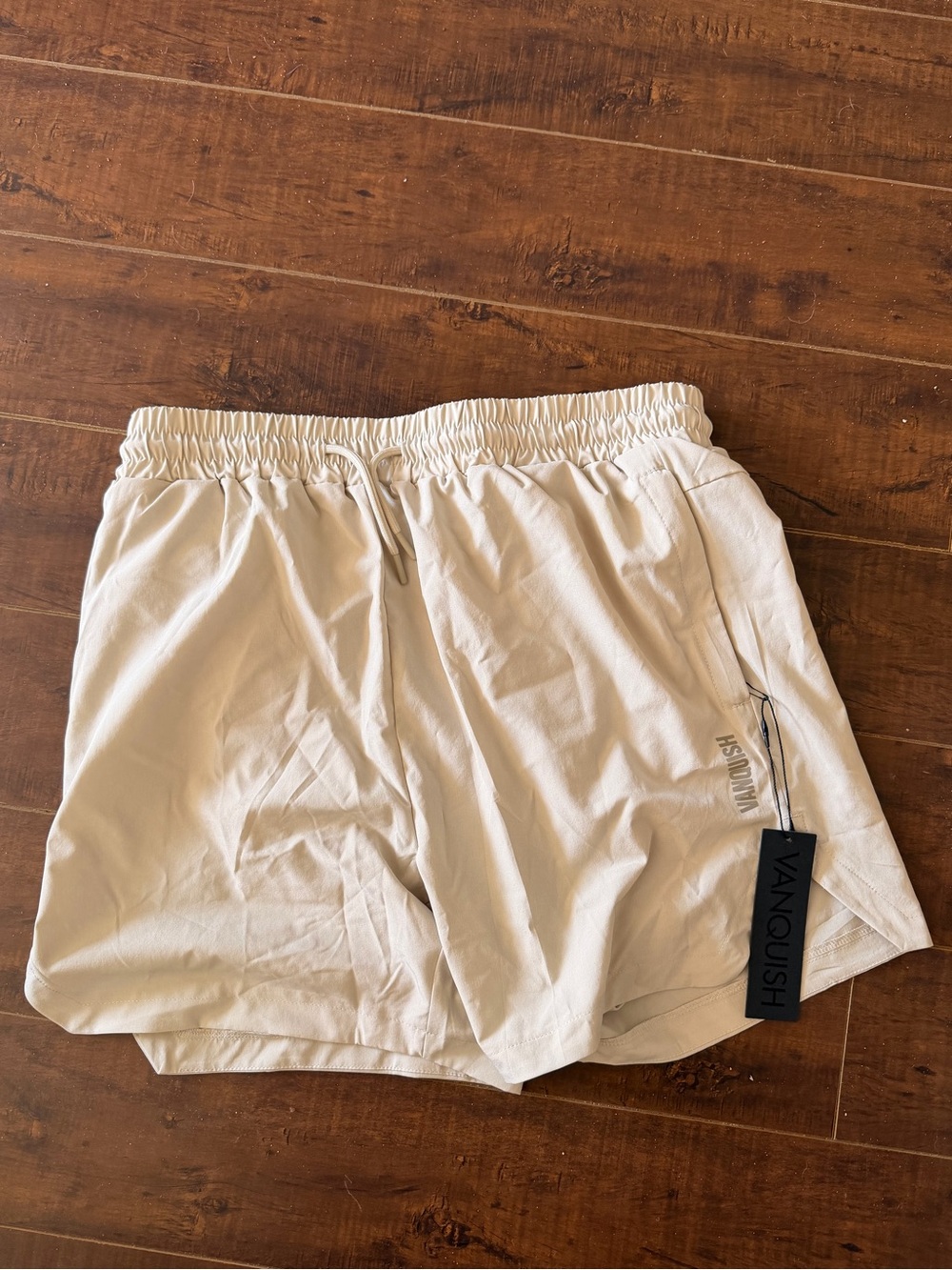 Vanquish Cream Athletic Men's Shorts with Elastic Waist